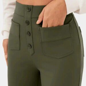 Halara High Waisted Multiple Pockets Straight Leg Pants - Forrest Green - Medium